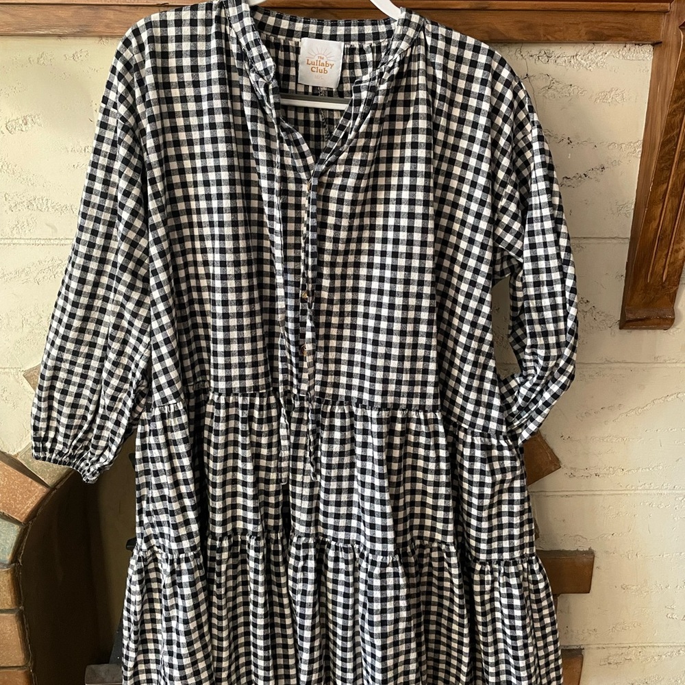 Black Gingham Mini Dress in M/L